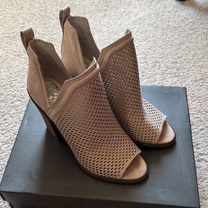 Vince Camuto Blush Perforated Peep-Toe Block Heel Booties